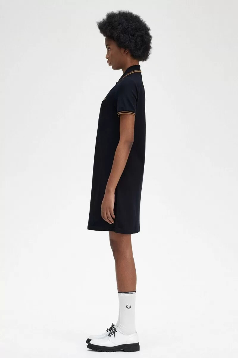 fred perry twin tipped hemdkleid für damen marineblau