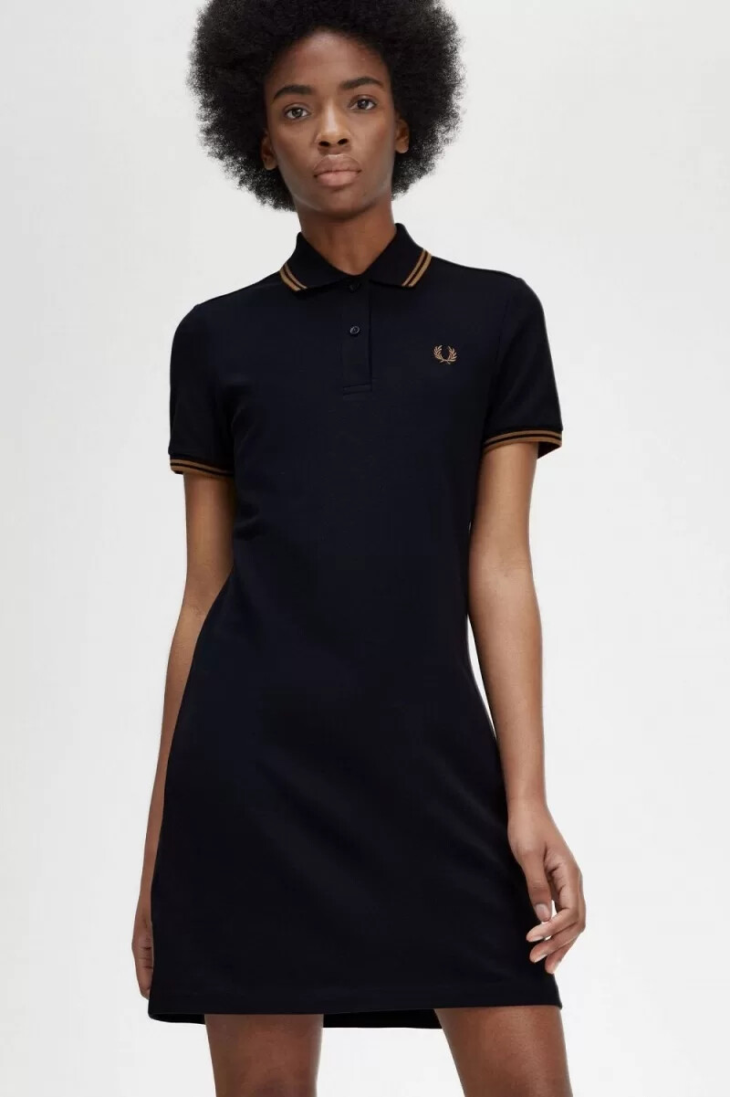 fred perry twin tipped hemdkleid für damen marineblau