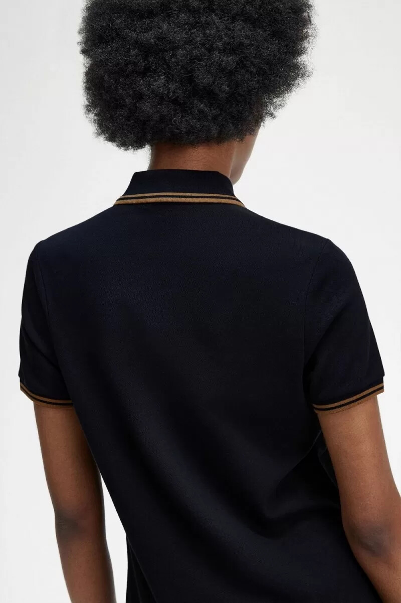 fred perry twin tipped hemdkleid für damen marineblau