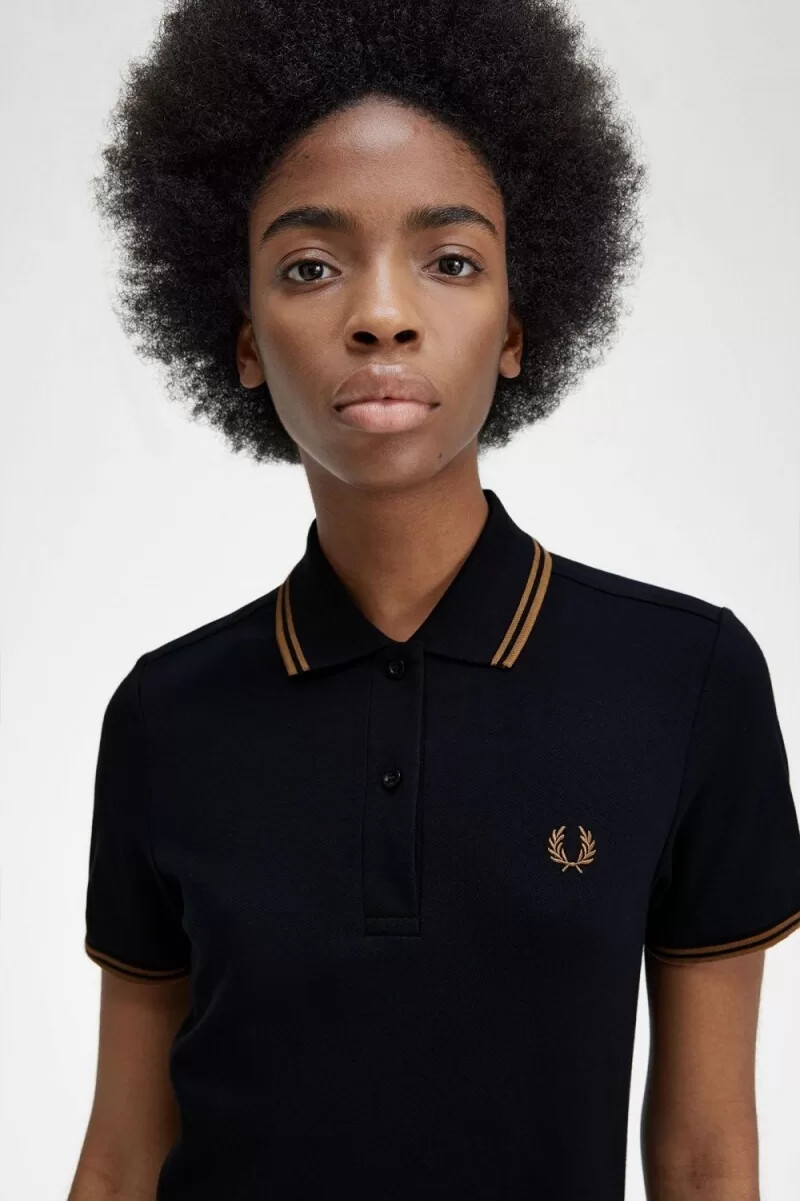 fred perry twin tipped hemdkleid für damen marineblau