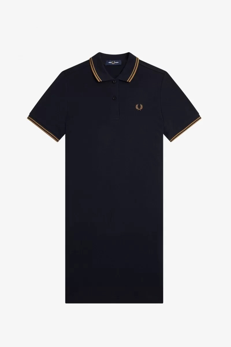 fred perry twin tipped hemdkleid für damen marineblau
