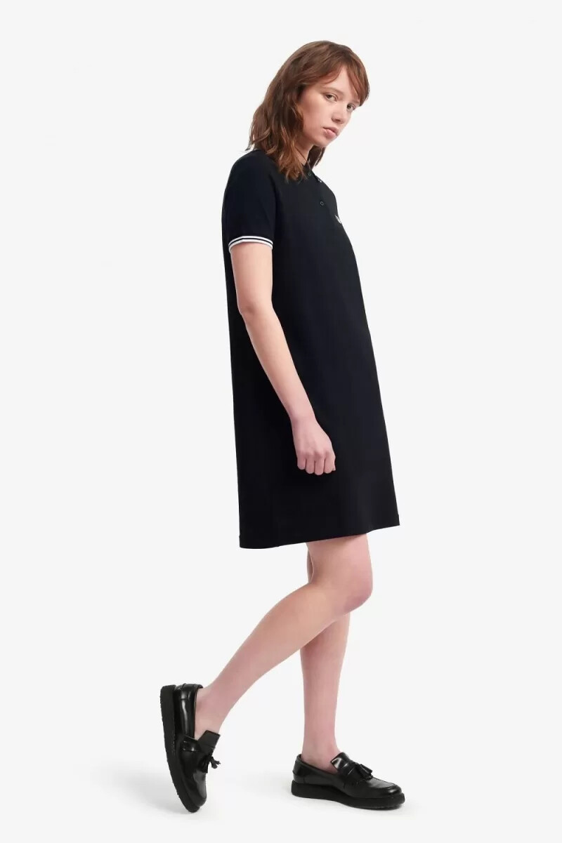 fred perry twin tipped damenkleid schwarz