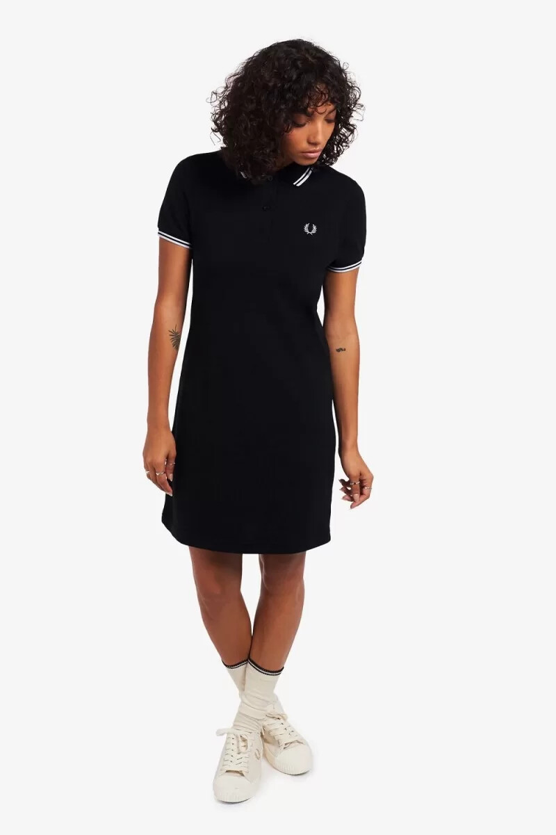 fred perry twin tipped damenkleid schwarz