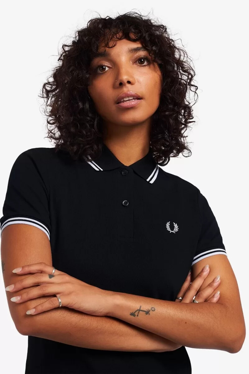 fred perry twin tipped damenkleid schwarz