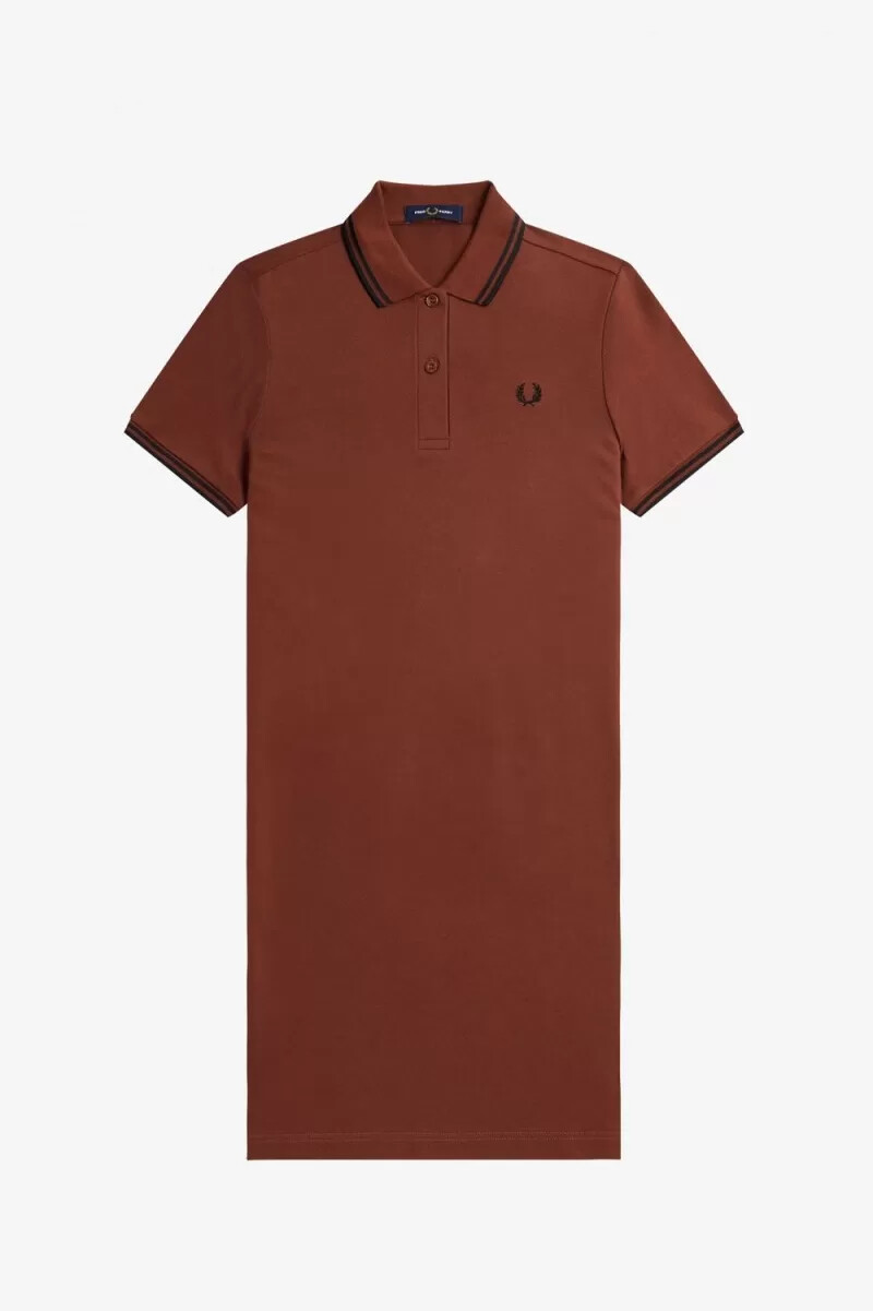 fred perry twin tipped hemd damenkleid whisky braun schwarz