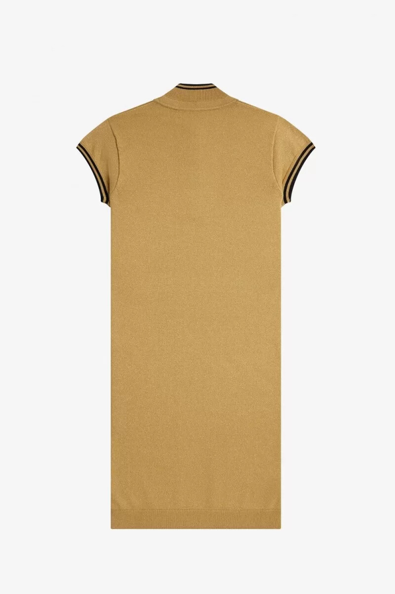 fred perry metallic strickkleid für damen gold 1964