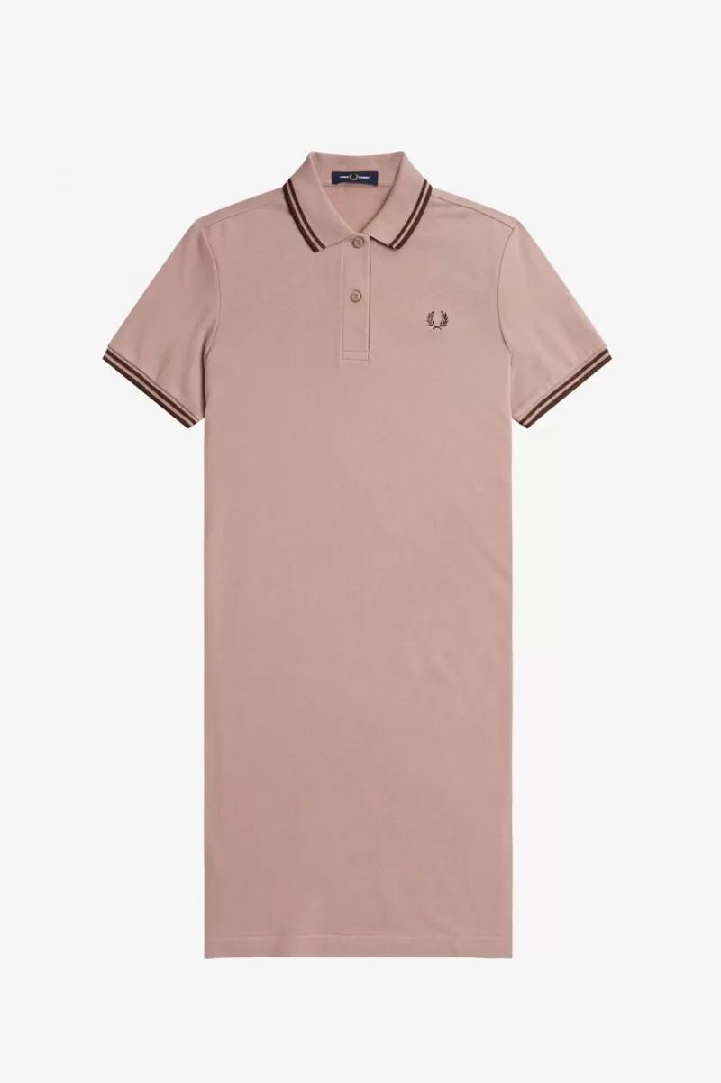 fred perry twin tipped shirt damenkleid dunkelrosa whiskybraun