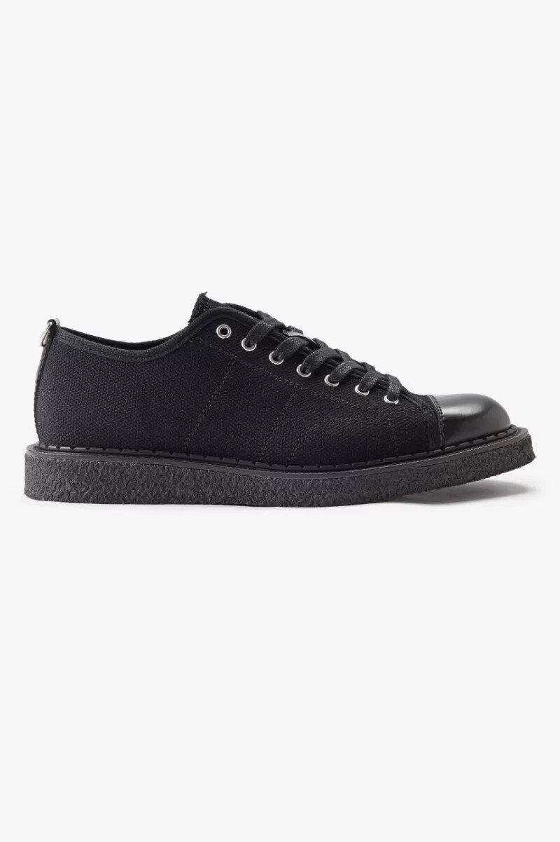 fred perry canvas monkey damen-sneaker schwarz