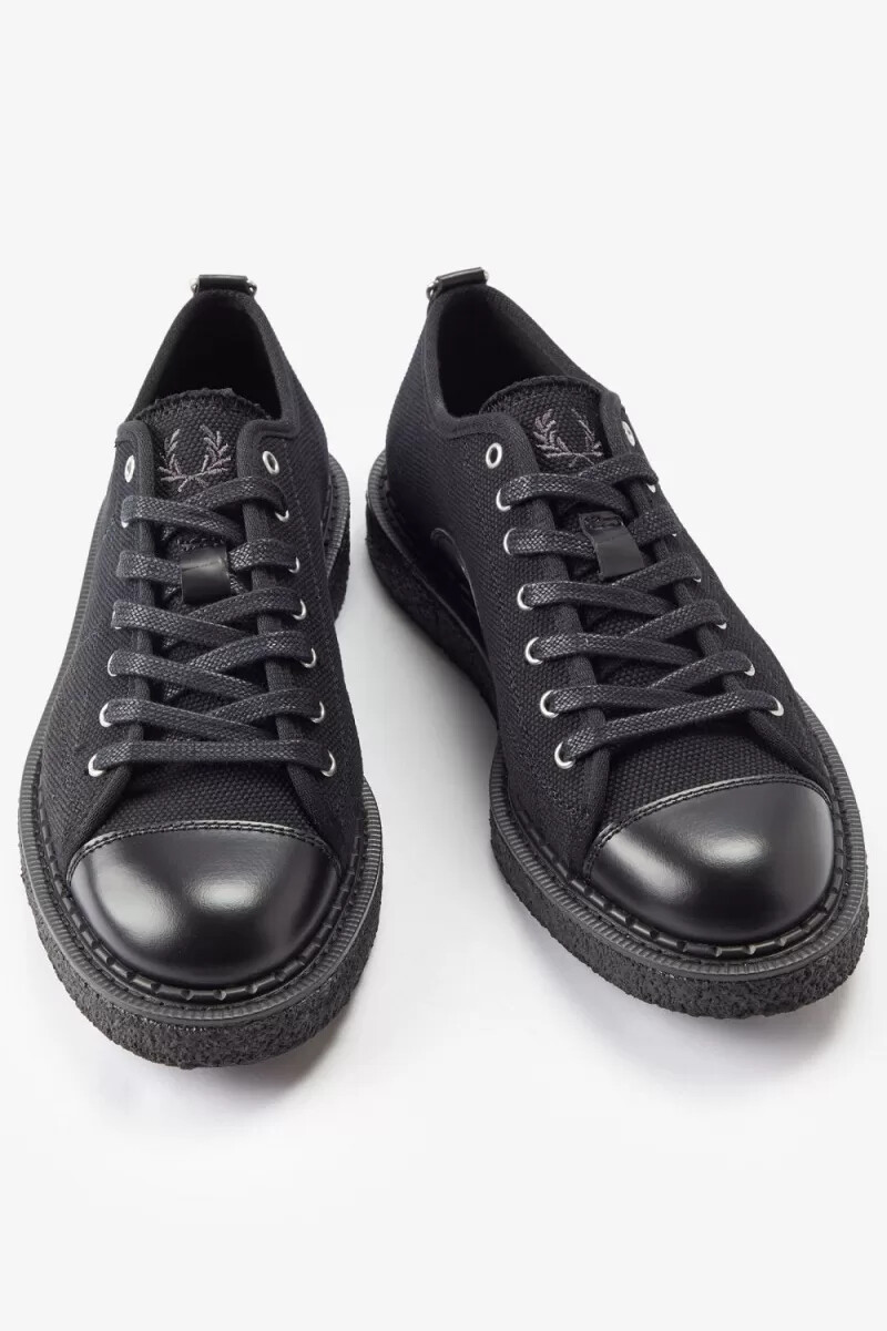 fred perry canvas monkey damen-sneaker schwarz