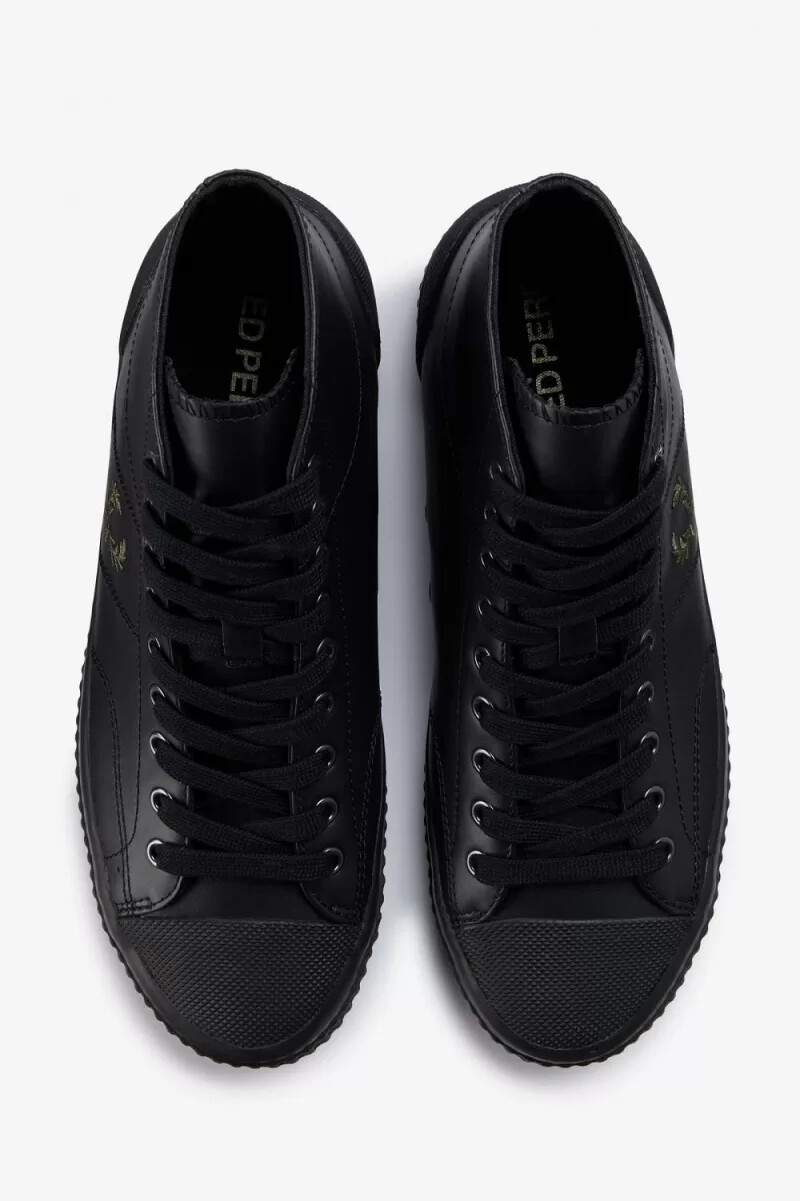 fred perry mid hughes damen-turnschuhe schwarz uniform grün