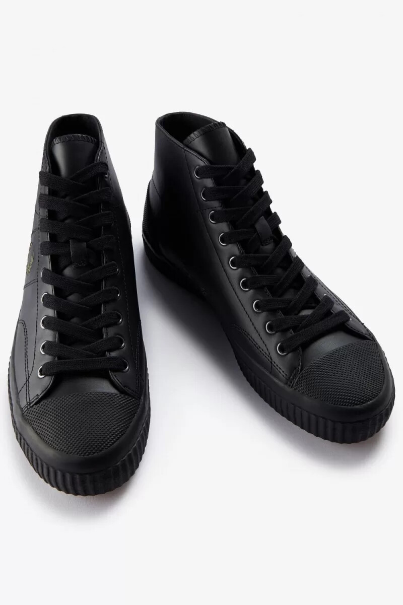 fred perry mid hughes damen-turnschuhe schwarz uniform grün