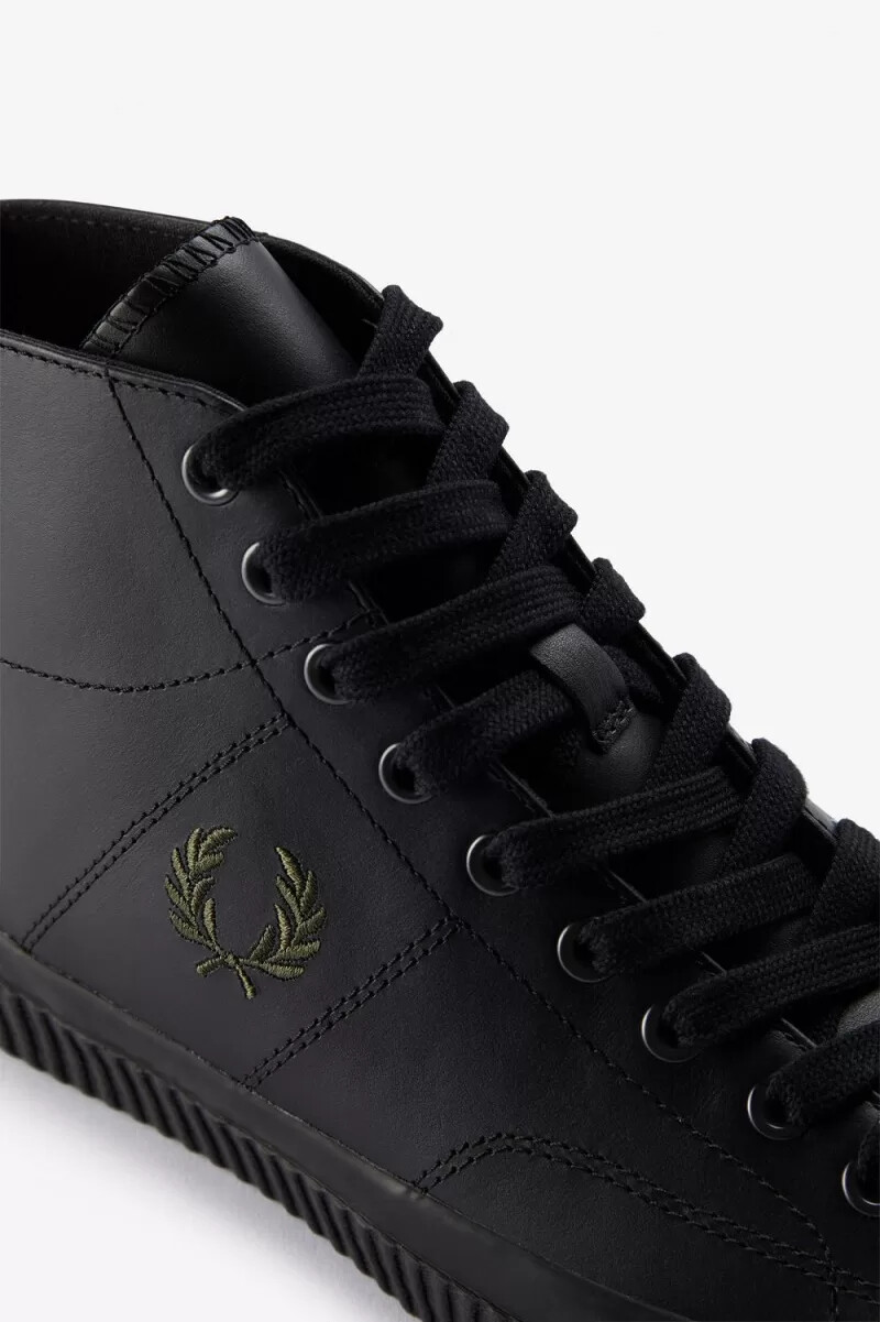 fred perry mid hughes damen-turnschuhe schwarz uniform grün