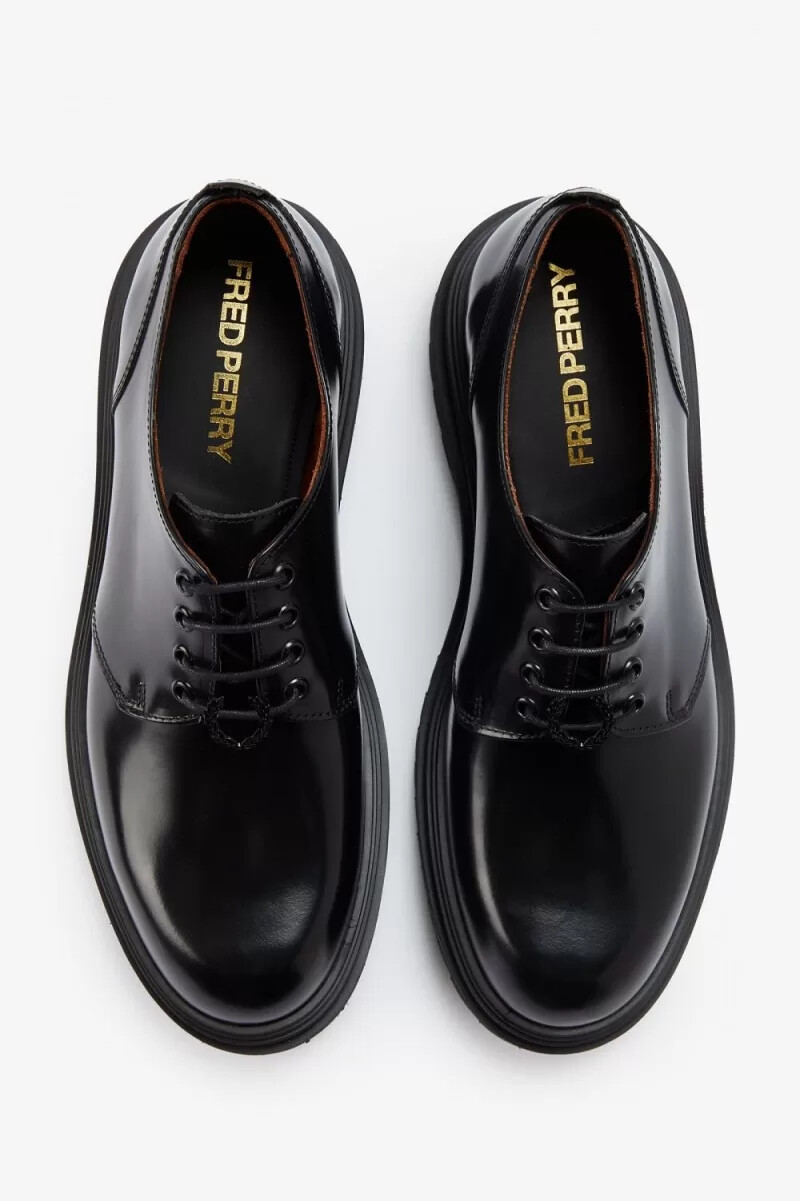 fred perry derby damen-loafer schwarz