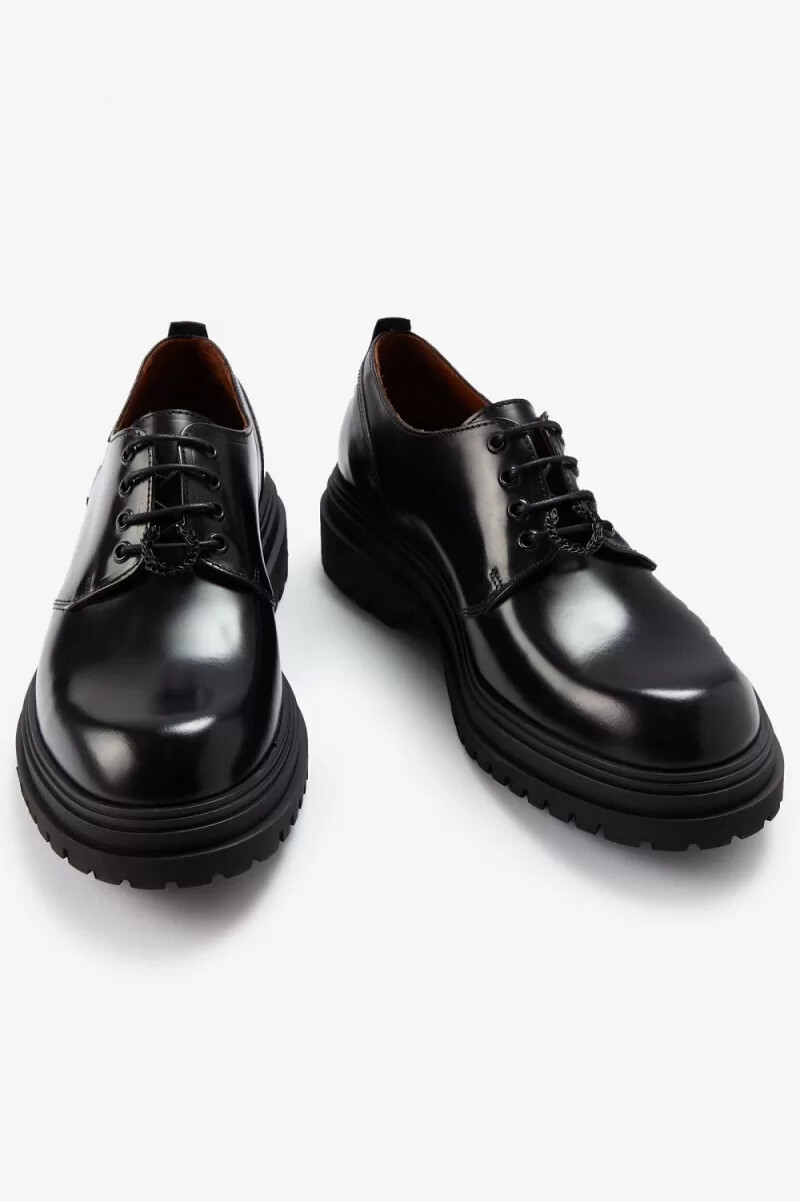 fred perry derby damen-loafer schwarz