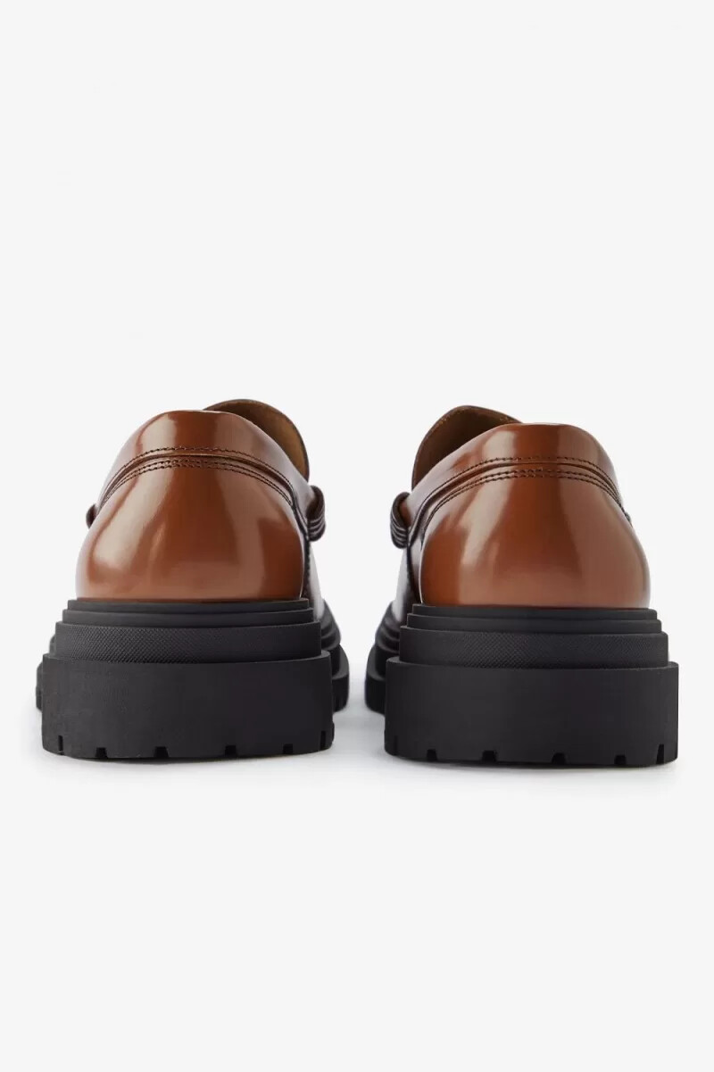 fred perry damen-loafer aus leder hellbraun