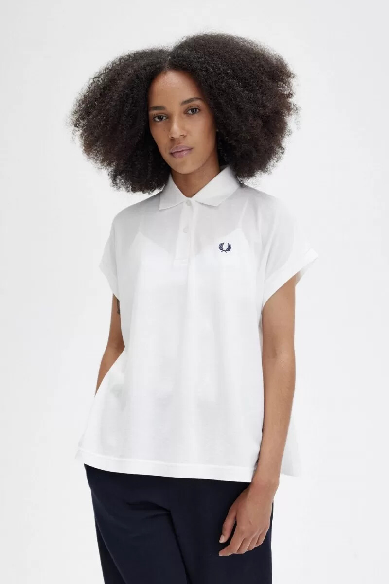 fred perry a-linien-piqué-damen-polohemd schneeweiß