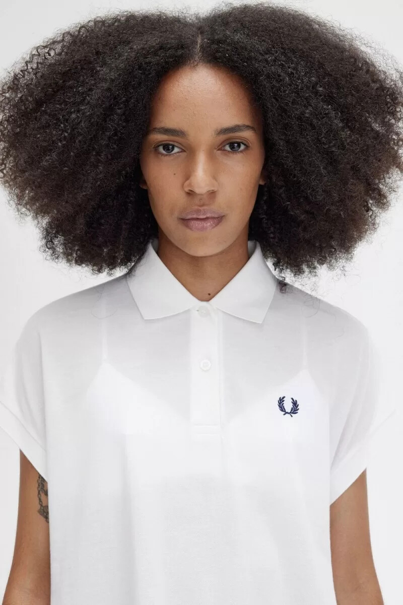 fred perry a-linien-piqué-damen-polohemd schneeweiß