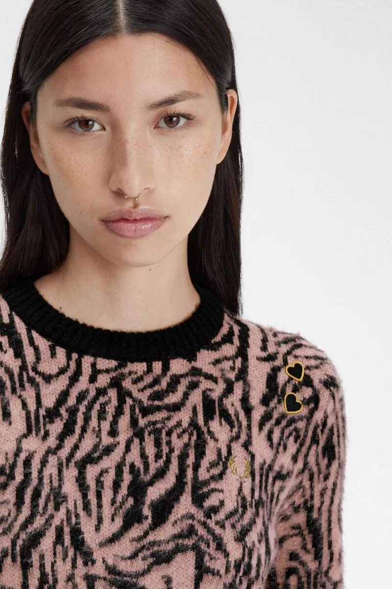 fred perry zebra damenpullover in altrosa