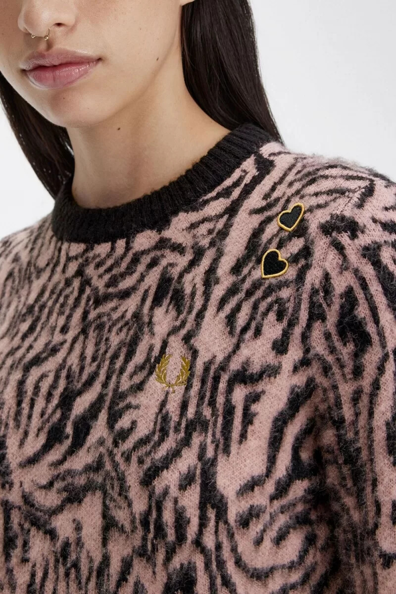 fred perry zebra damenpullover in altrosa