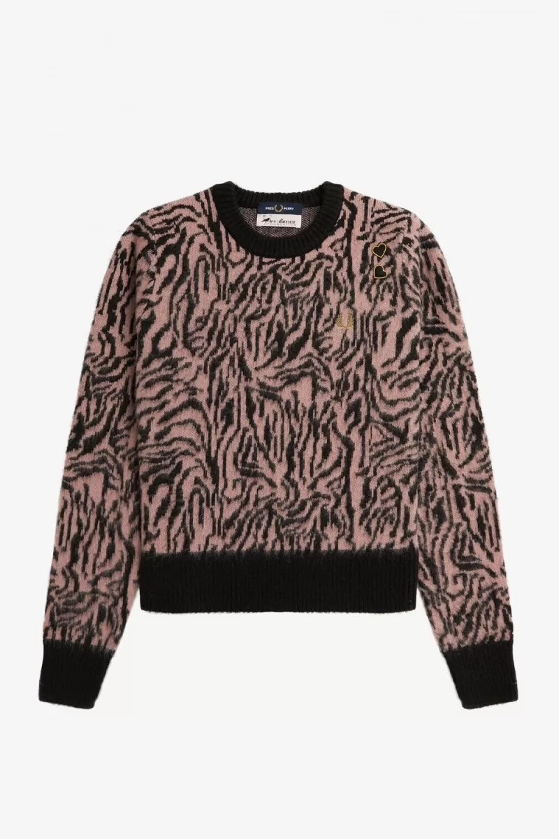 fred perry zebra damenpullover in altrosa