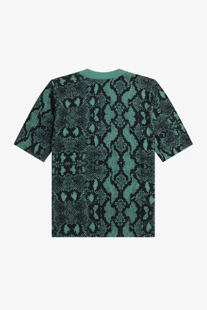 fred perry damenpullover mit schlangenmuster tiefes mintgrün