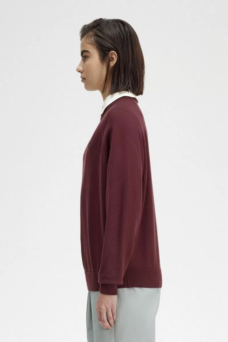 fred perry damenpullover mit rundhalsausschnitt farbe oxblood