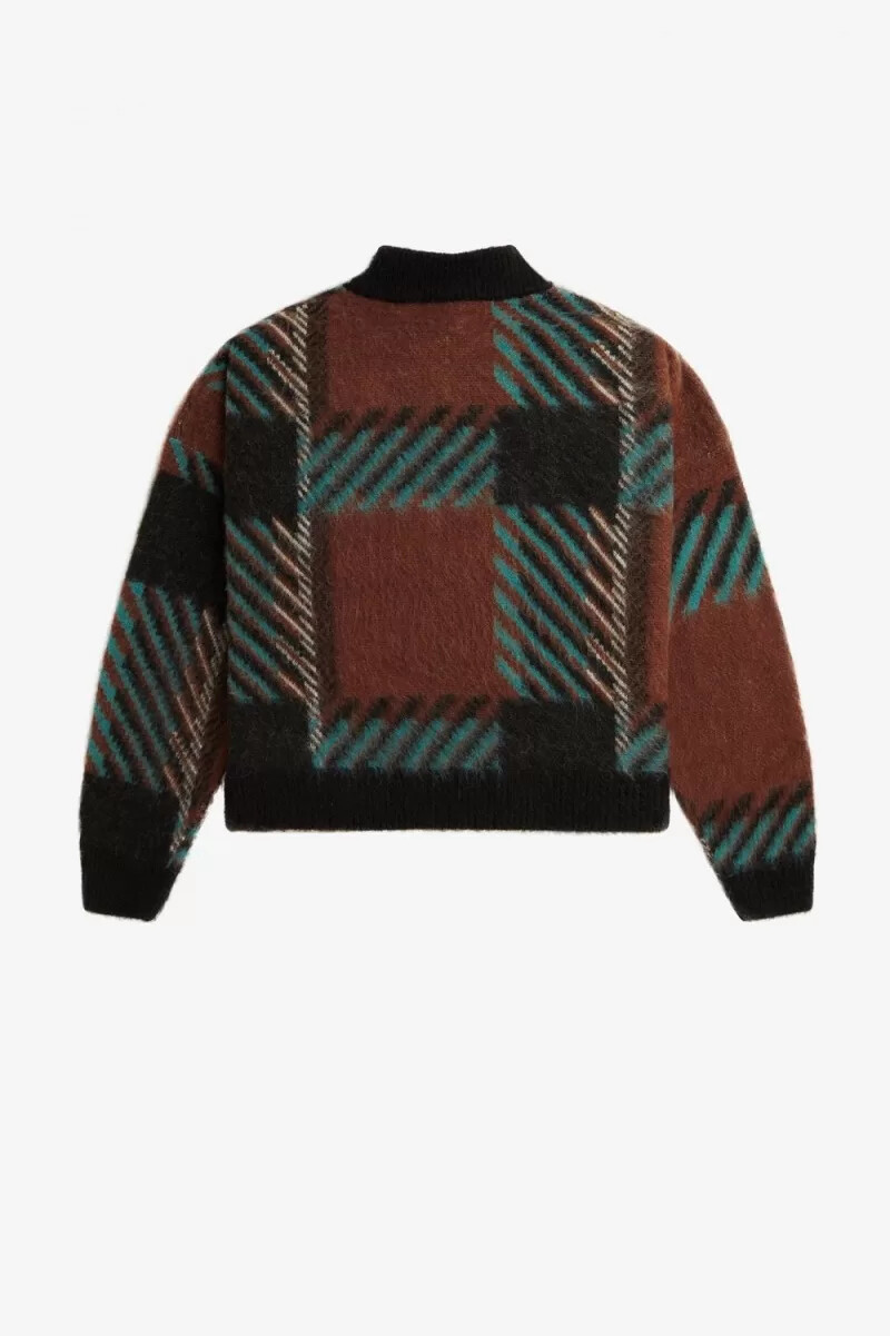 fred perry damenpullover „glitch tartan in whiskybraun