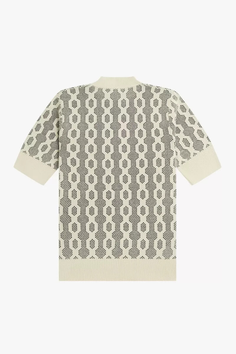 fred perry damenpullover mit offenen strickdetails kurzarm farbe haferflocken