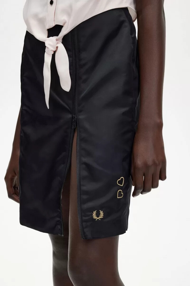 fred perry damenröcke mit reißverschlussdetails schwarz