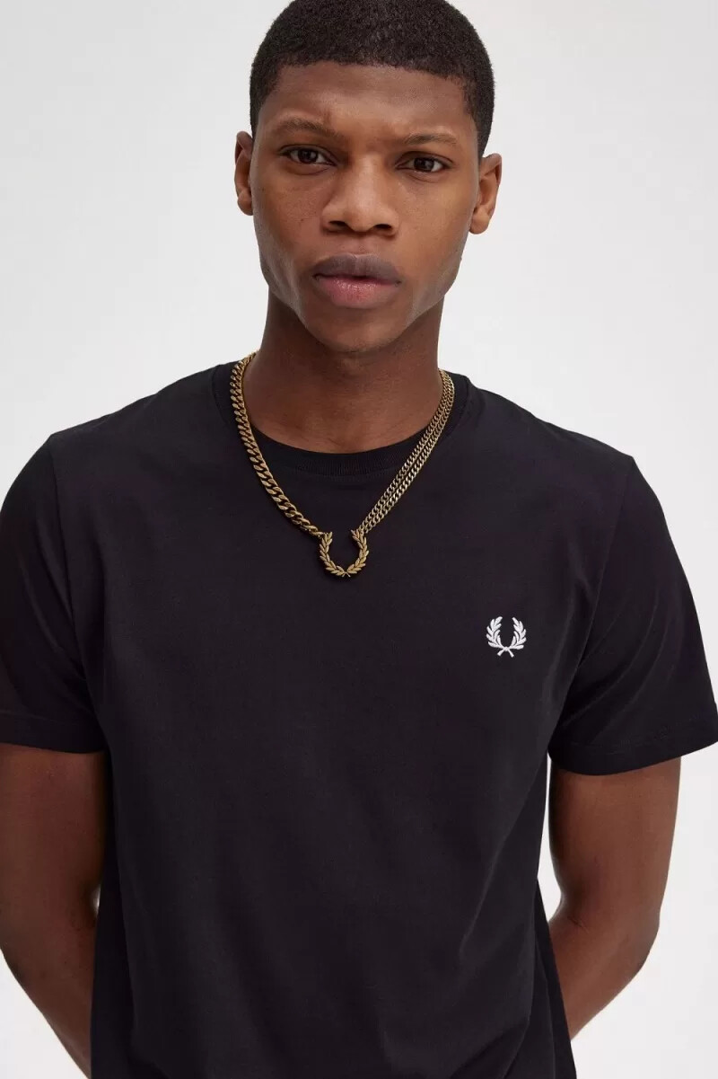 fred perry doppelketten-halskette mit lorbeerkranz damenschmuck gold