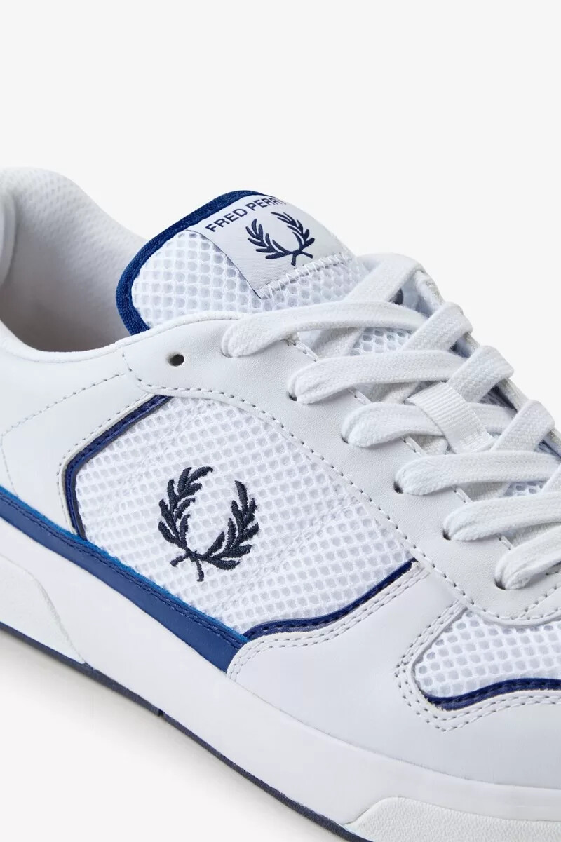 fred perry b300 herren-sneaker weiß marineblau
