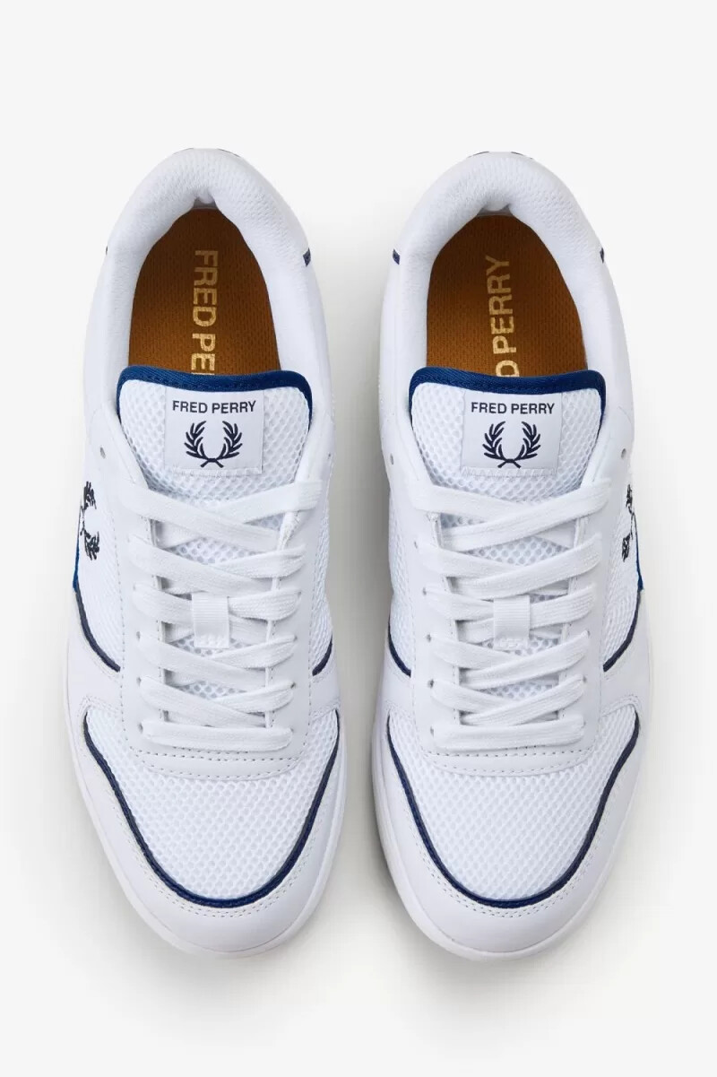 fred perry b300 herren-sneaker weiß marineblau