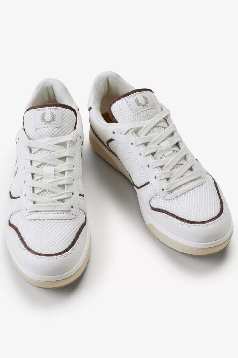 fred perry b300 herren-sneaker schneeweiß warmgrau