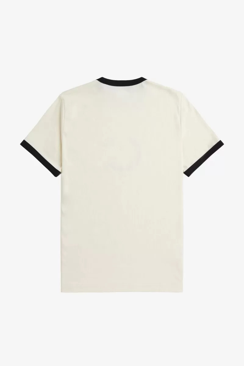 fred perry damen-t-shirt mit lorbeerkranz-motiv beflockt beige