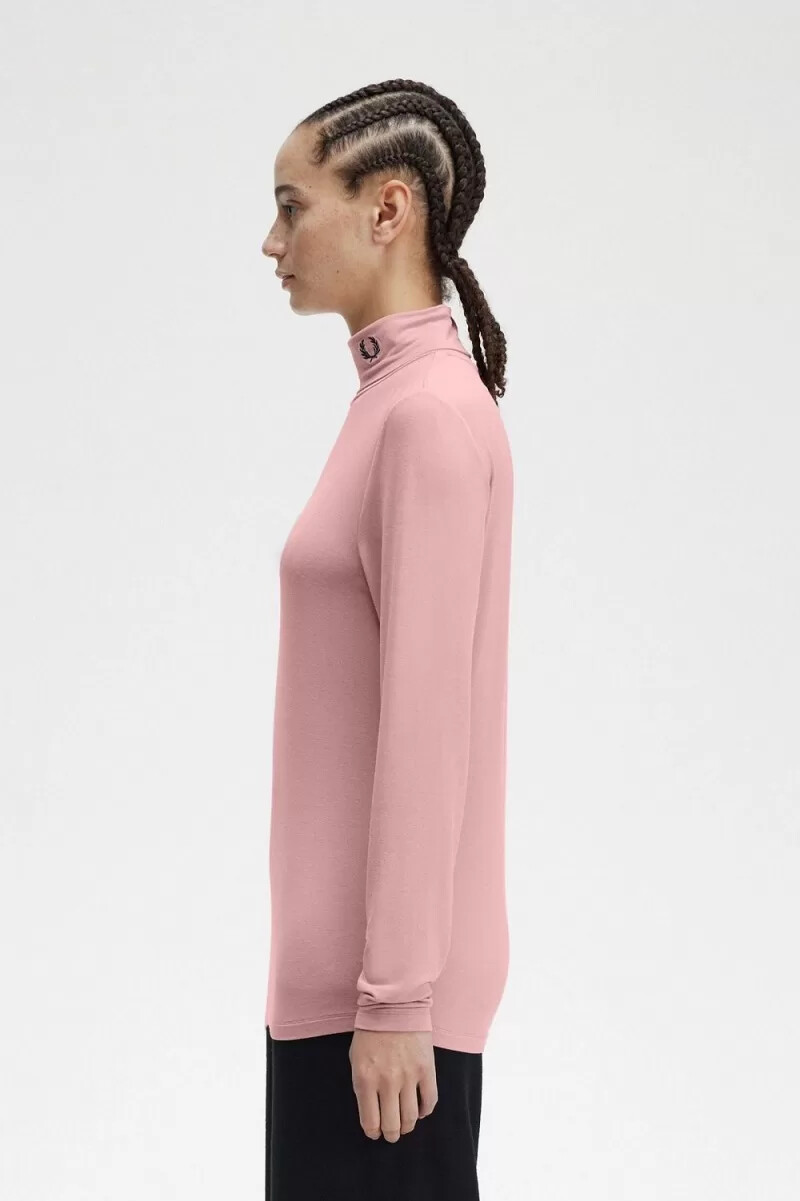 fred perry rollkragen-t-shirt für damen altrosa
