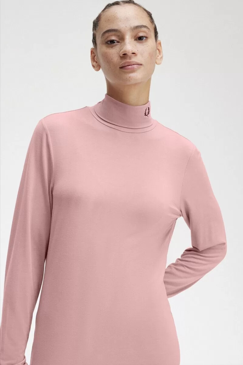 fred perry rollkragen-t-shirt für damen altrosa