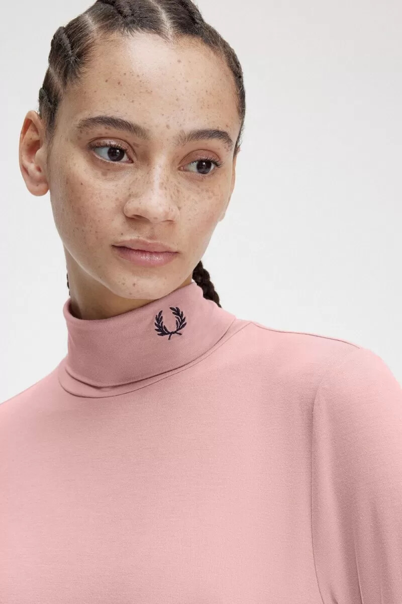 fred perry rollkragen-t-shirt für damen altrosa