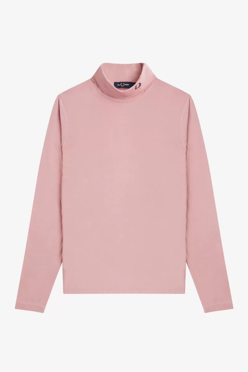 fred perry rollkragen-t-shirt für damen altrosa