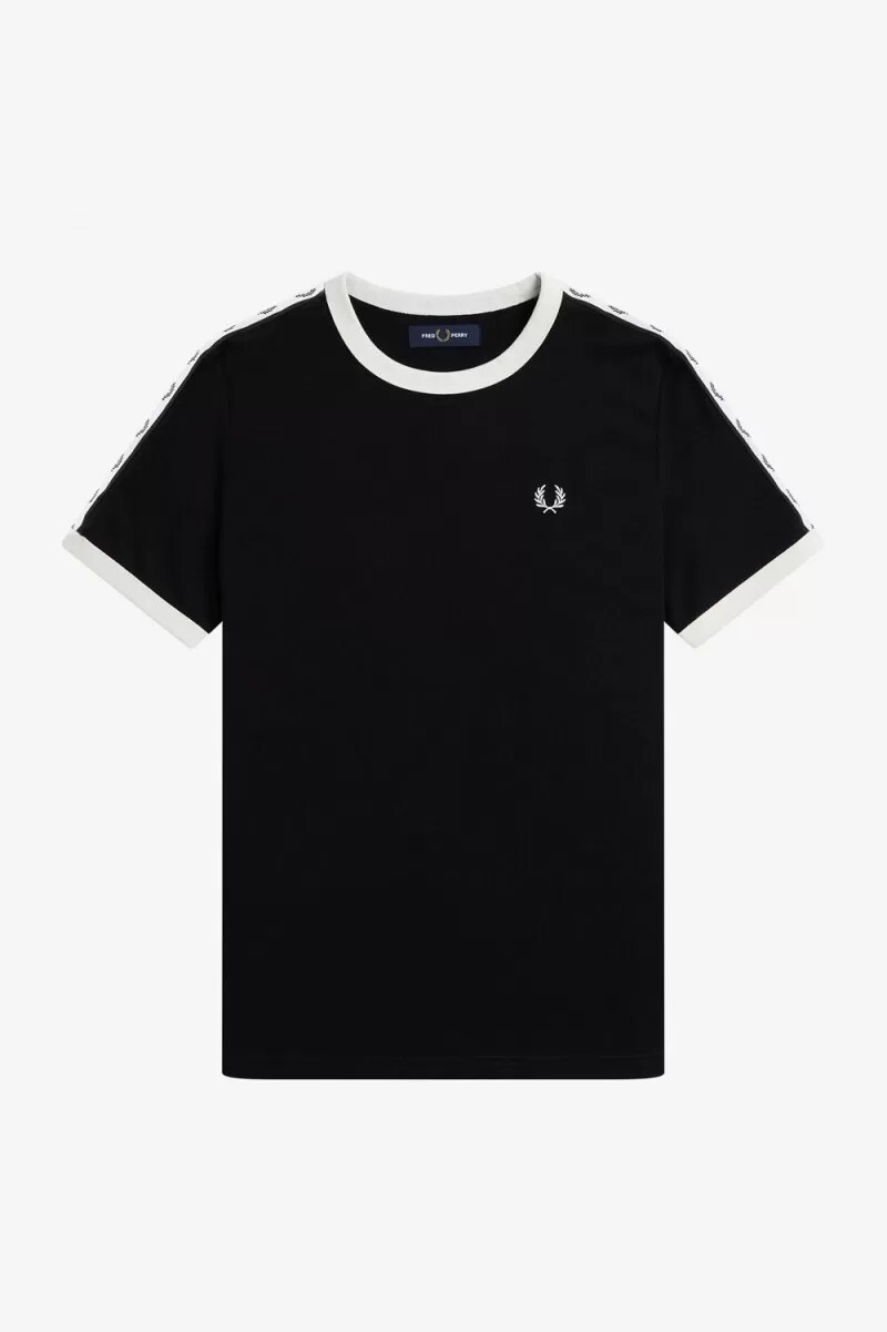 fred perry damen-t-shirt mit ziernähten schwarz