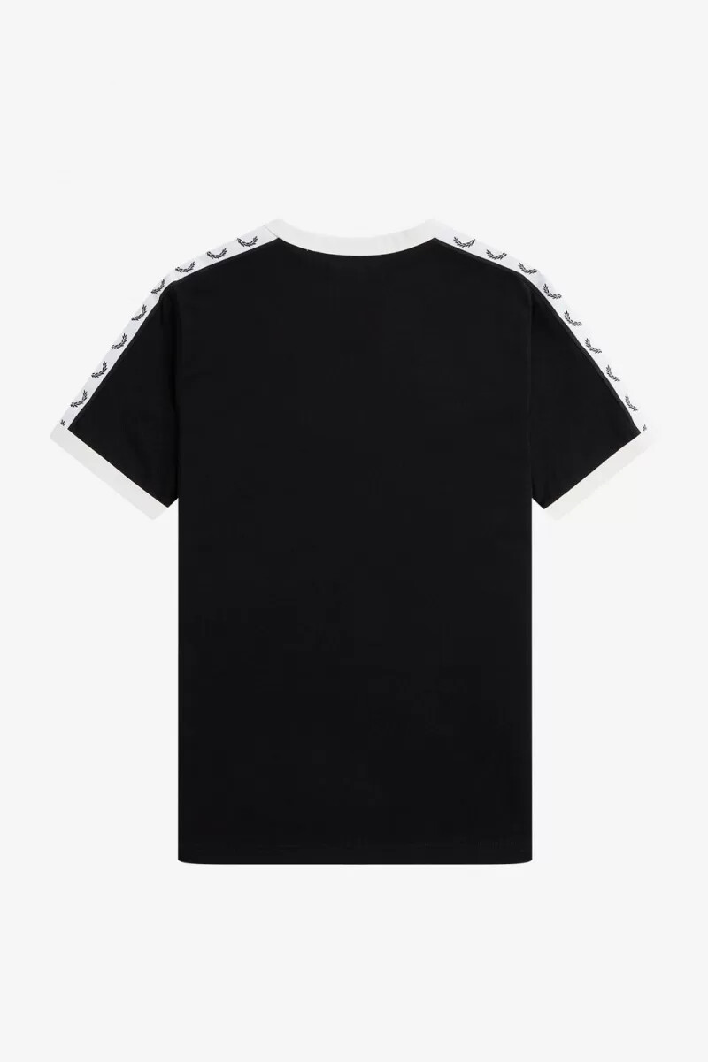 fred perry damen-t-shirt mit ziernähten schwarz