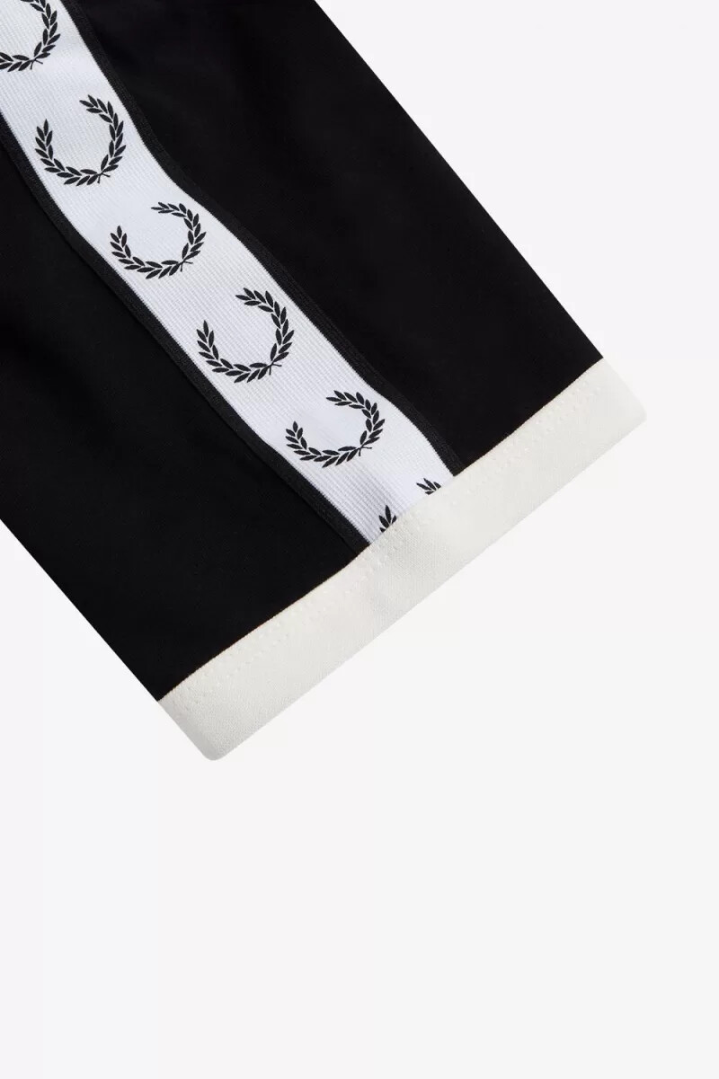 fred perry damen-t-shirt mit ziernähten schwarz
