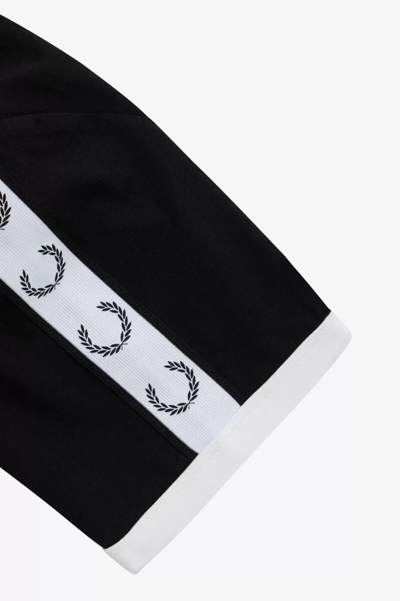 fred perry damen-t-shirt mit ziernähten schwarz
