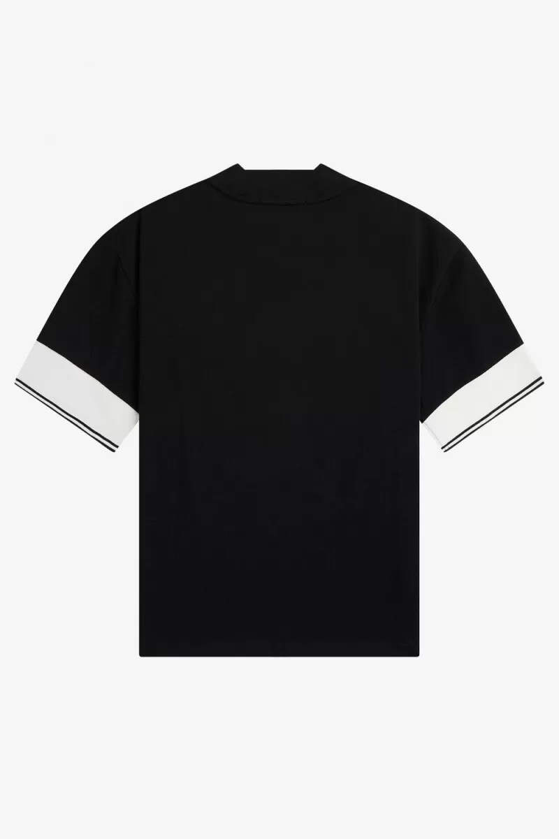 fred perry damen-t-shirt mit abgerundeten bündchen piqué schwarz
