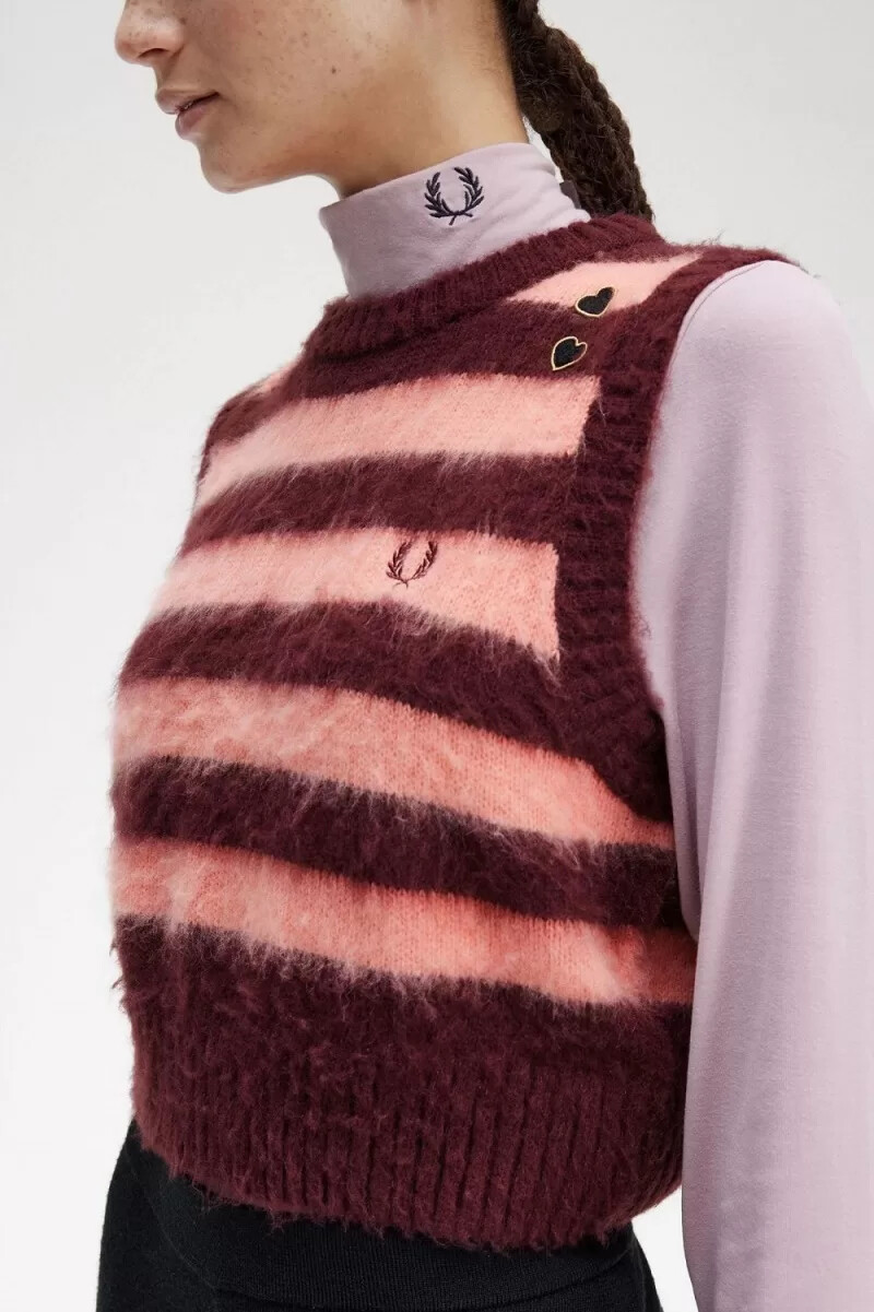 fred perry gestreiftes stricktop für damen farbe oxblood