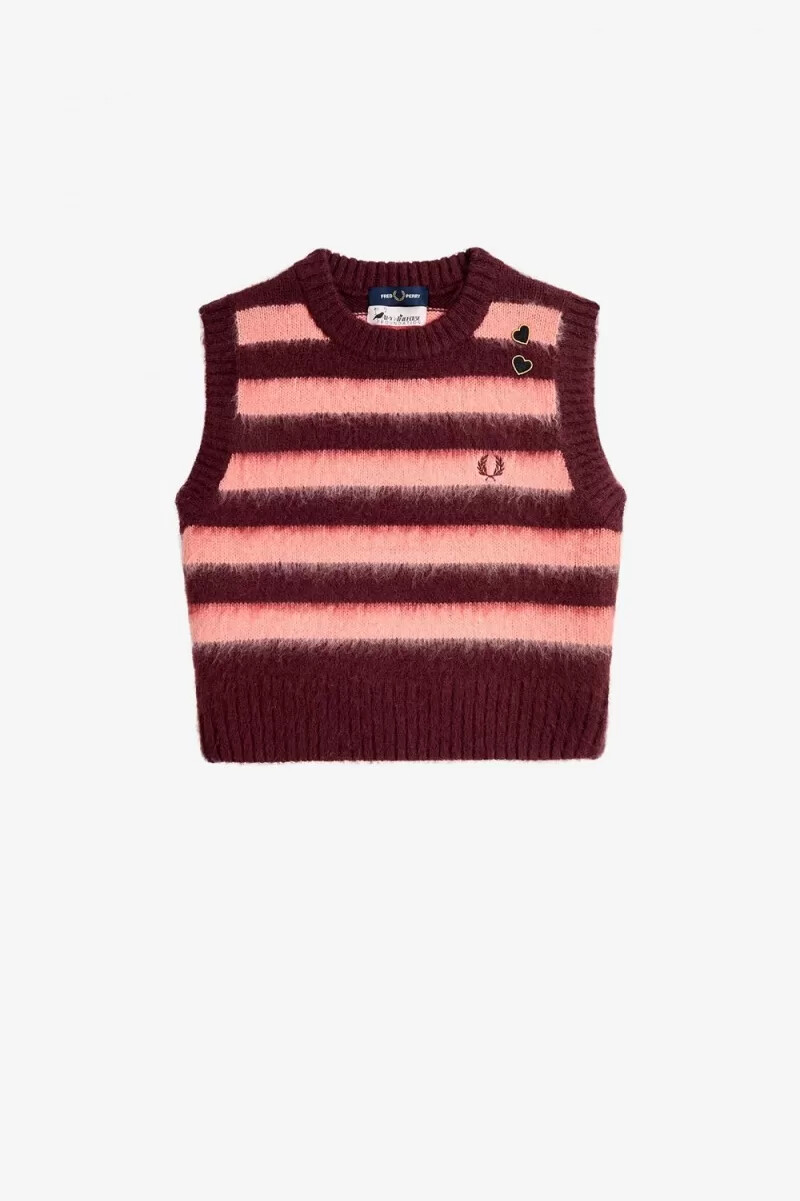 fred perry gestreiftes stricktop für damen farbe oxblood