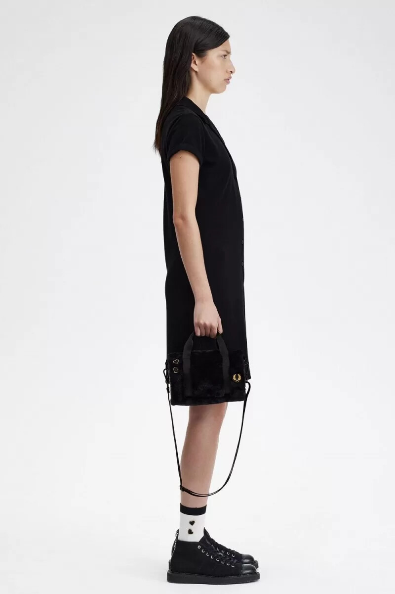fred perry mini barrel damenhandtasche schwarz