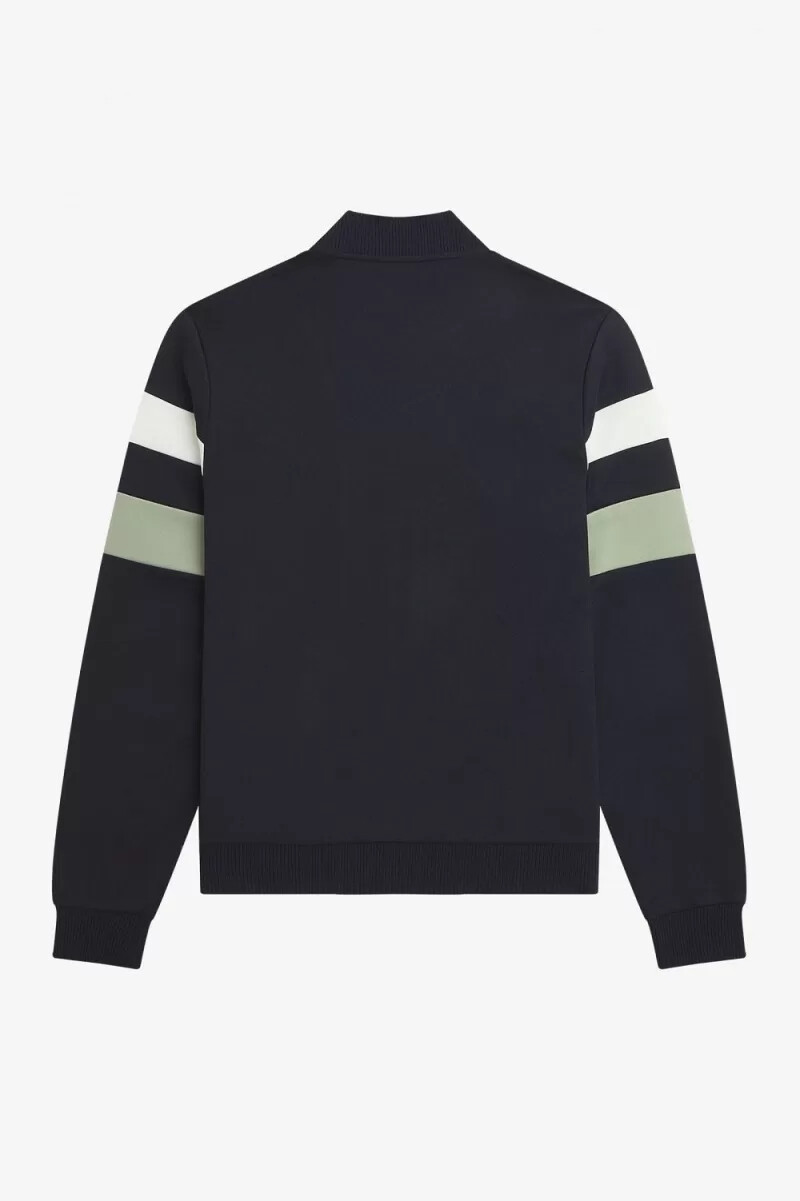 fred perry herren-trainingsjacke mit farbtupfern an den Ärmeln marineblau