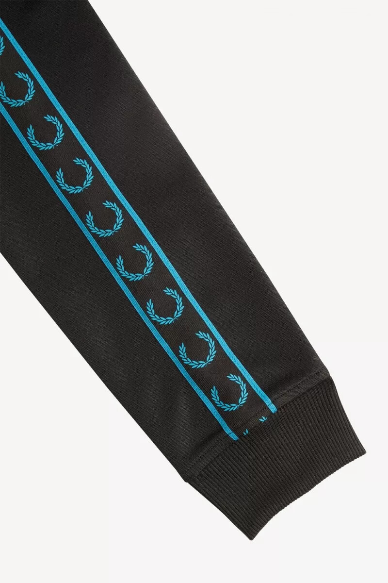 fred perry trainingsjacken für herren mit kontrastband schwarzcyberblau