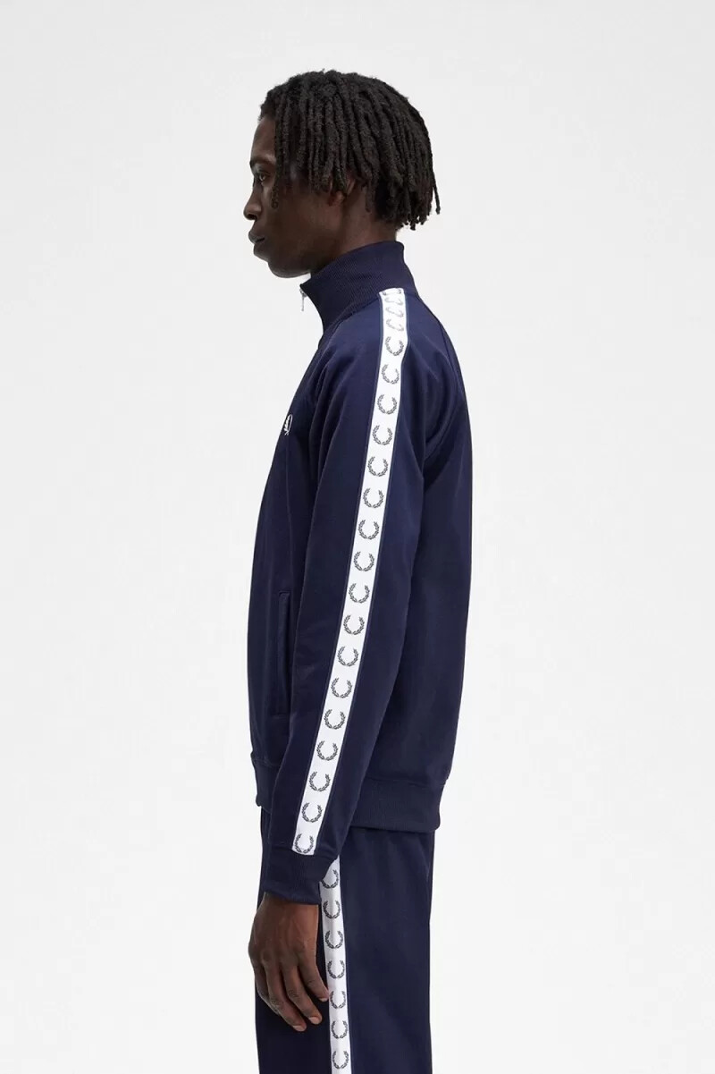 fred perry trainingsjacke für herren mit tape-verstärkung carbonblau