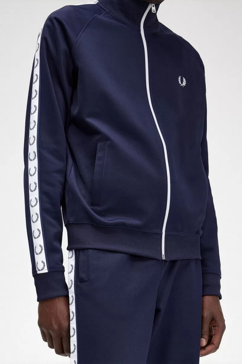 fred perry trainingsjacke für herren mit tape-verstärkung carbonblau